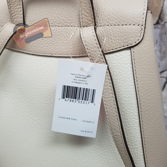 Leila Colorblock Warm Beige Backpack Kate Spade - Picture 12 of 15